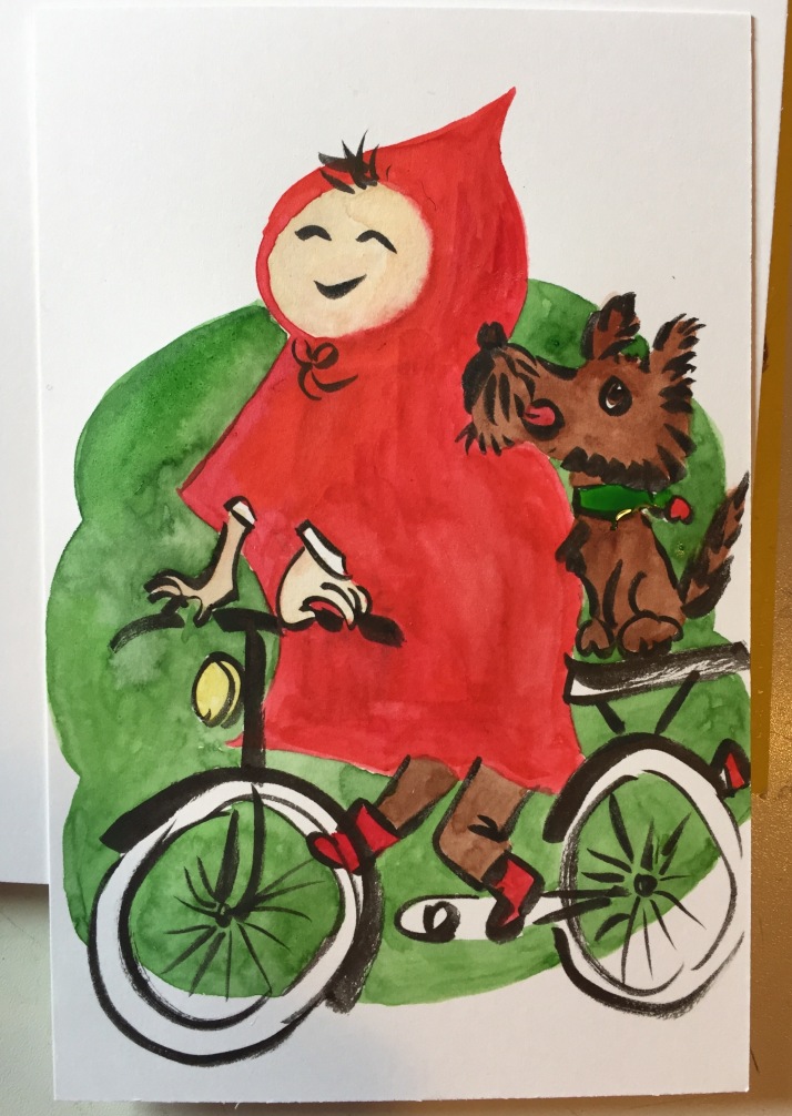 little red riding hood on a bike Fiep Westendorp